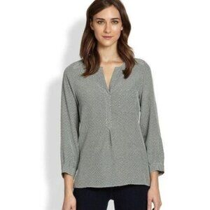 Joie Venicia Silk Split Neck‎ Blouse in Camp Green